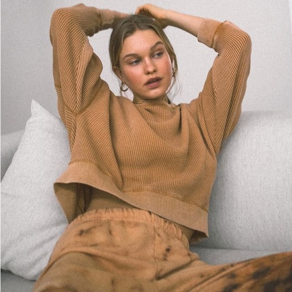 Urban Outfitters Out From Under Luciana Waffle Knit Long Sleeve Top Size L - Picture 3 of 5